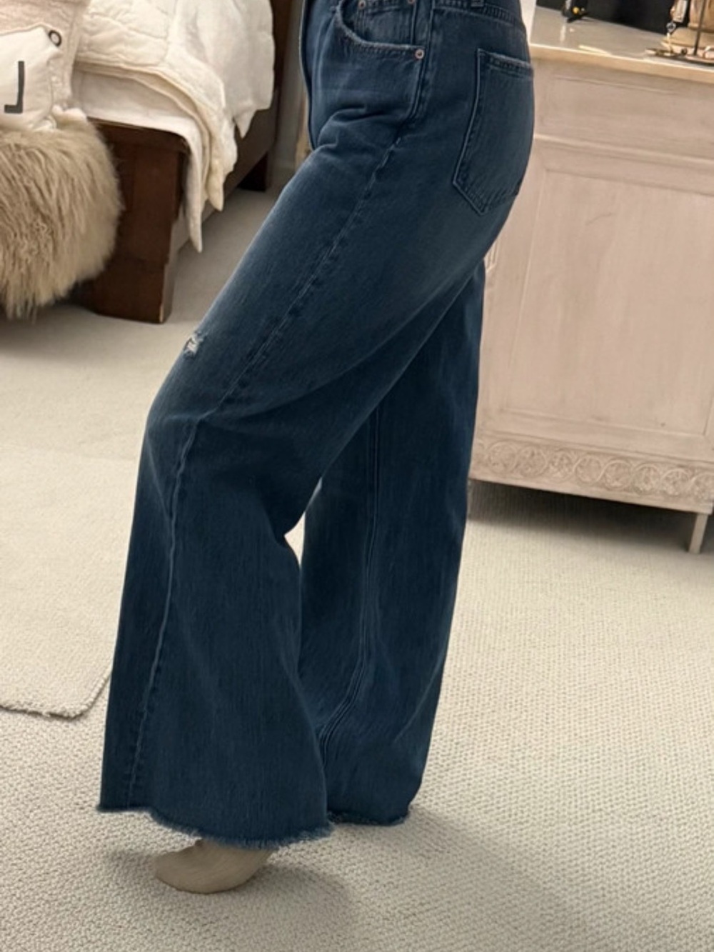 pistola Dark Blue High-Rise twisted seam Wide Leg Jeans